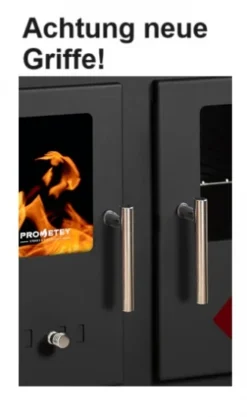 EEK A+ Küchenofen Holzherd Practik LUX Schwarz, Linke Version - 9,5 KW, Ext. Zuluft - Dauerbrand -Kaminöfen Verkaufsgeschäft neue Griffe