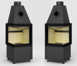 EEK A+ Eck-Kamineinsatz HAJDUK SMART 2LT/2PT Rahmenlos Türhöhe 51cm - 7,5 KW